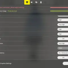 Grafikeinstellungen: Hardware überlastet, GPU-Auslastung moderat. Optionen wie Ambient Occlusion, Scene Details, NVIDIA Reflex Low Latency. Ein Nvidia driver rollback könnte helfen.