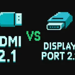 Pixel-Art-Vergleich: HDMI 2.1 vs. DisplayPort 2.1. Welcher Anschluss ist besser für dein Gaming-Setup?