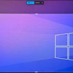Bildschirmaufnahme von Windows 11 mit dem Start-Button und Timer. Das Fenster ist mit gestrichelten Linien markiert.