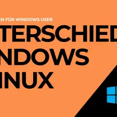 Leitfaden für Windows-Nutzer: Unterschiede zwischen Windows und Linux. Das Bild zeigt das Windows-Logo und einen Tux-Pinguin.