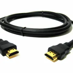 Schwarzes HDMI-Kabel mit vergoldeten Anschlüssen. Ein Blick auf die HDMI-Kabel Unterschiede, die für die Bildqualität wichtig sind.
