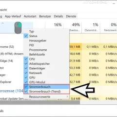 Im Task-Manager wird der Stromverbrauch von Apps angezeigt. So kannst du den pc stromverbrauch berechnen.