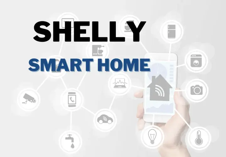 Ein Smartphone zeigt die Steuerung eines Smart Homes mit Shelly-Geräten. Die Einbindung einer Shelly Kamera ist Teil des vernetzten Zuhauses.