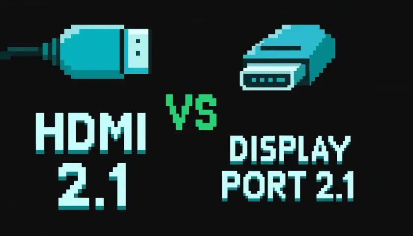 Pixel-Art-Vergleich: HDMI 2.1 vs. DisplayPort 2.1. Welcher Anschluss ist besser für dein Gaming-Setup?