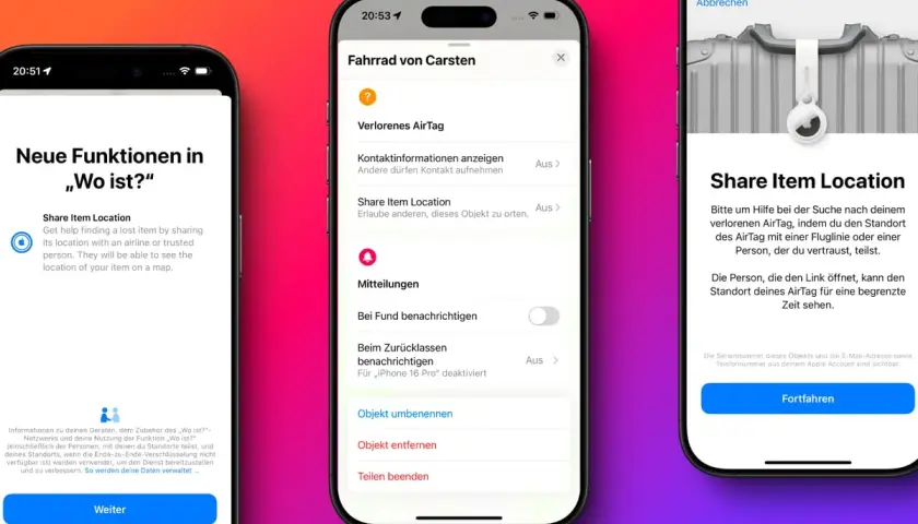 Apple Home: Teilen des AirTag-Standorts mit Freunden oder Familie. So findest du dein verlorenes Fahrrad.