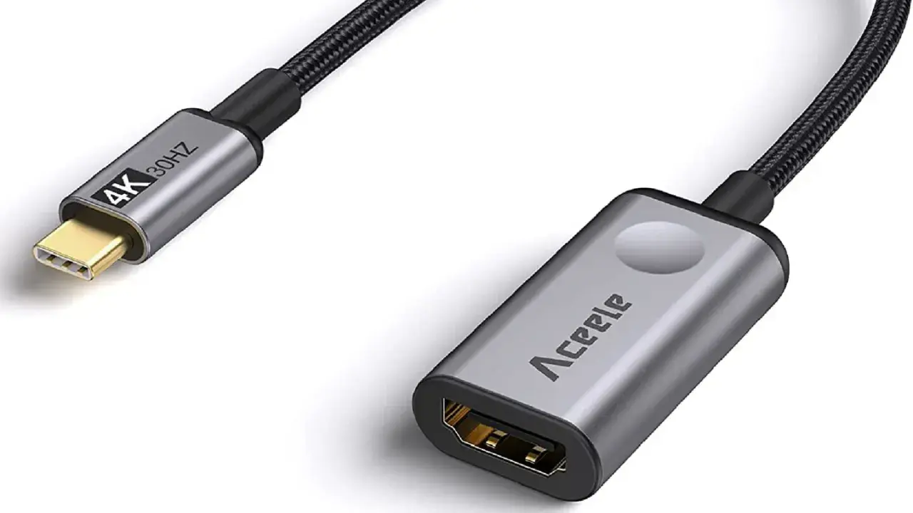 USB-C auf HDMI Adapter für Android, 4K 30Hz. Ermöglicht einfache Einstellungen für externe Displays.