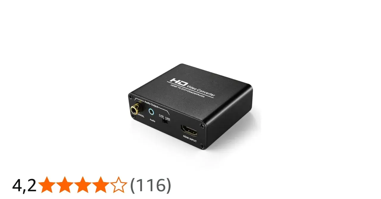 Kleiner schwarzer Konverter für HDMI auf DVI mit Ton. Ermöglicht die Übertragung von Audio über Koaxial- oder 2.0-Kanal-Audioausgänge.
