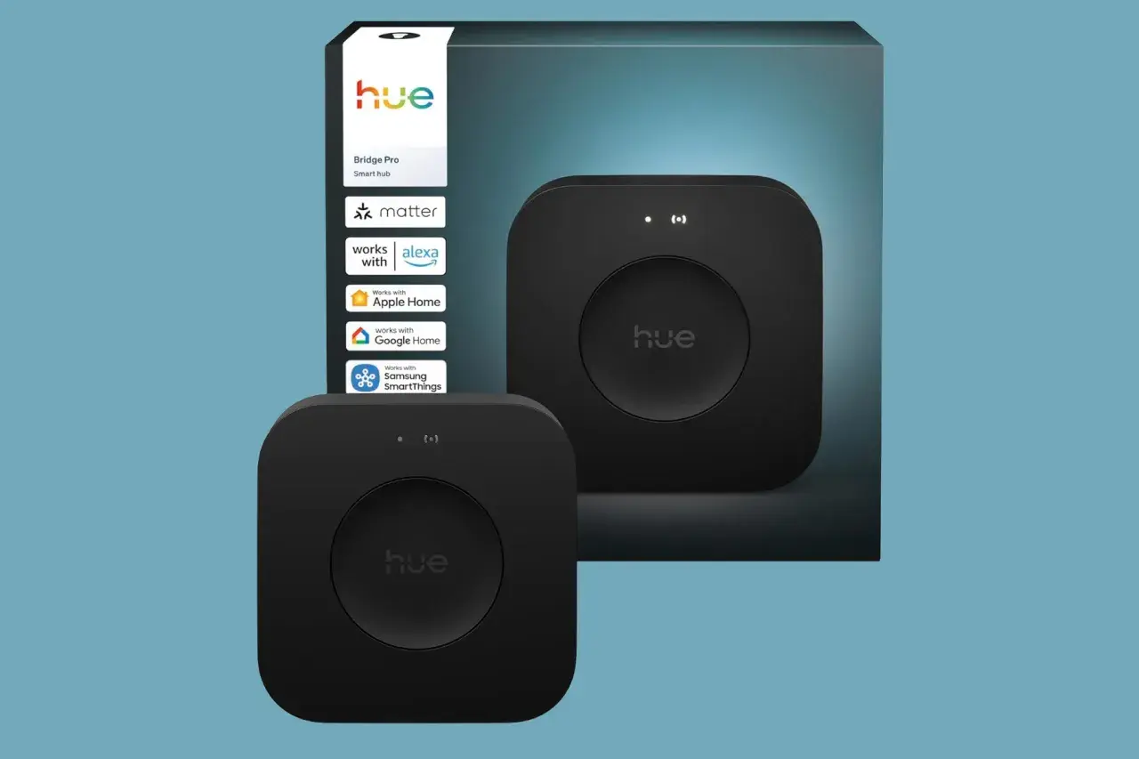 Hue Bridge Pro Smart Hub, kompatibel mit Matter, Alexa, Apple Home, Google Home und Samsung SmartThings. Erweitert die Hue Bridge Reichweite für Ihr Smart Home.