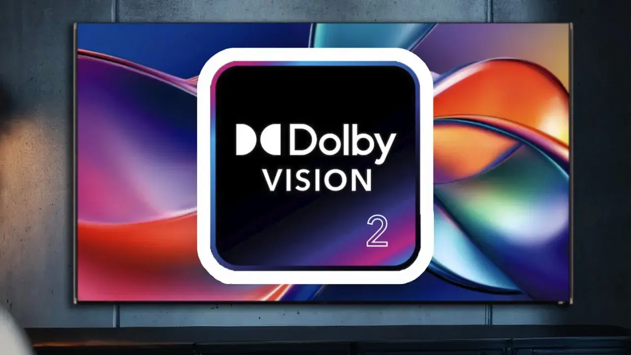Ein moderner Fernseher zeigt ein lebendiges Bild mit dem Dolby Vision Logo.