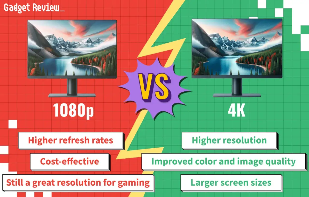 Vergleich: 1080p vs. 4K Monitore f&uuml;r 4K Gaming. 1080p bietet h&ouml;here Bildraten und ist kosteng&uuml;nstiger. 4K besticht durch h&ouml;here Aufl&ouml;sung und bessere Bildqualit&auml;t.