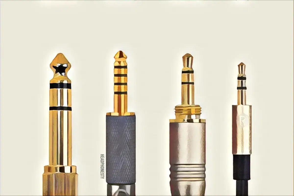 Vier Klinkenstecker in verschiedenen Größen und Ausführungen: 6,35mm, 3,5mm und 2,5mm. Welche Klinkenstecker gibt es?