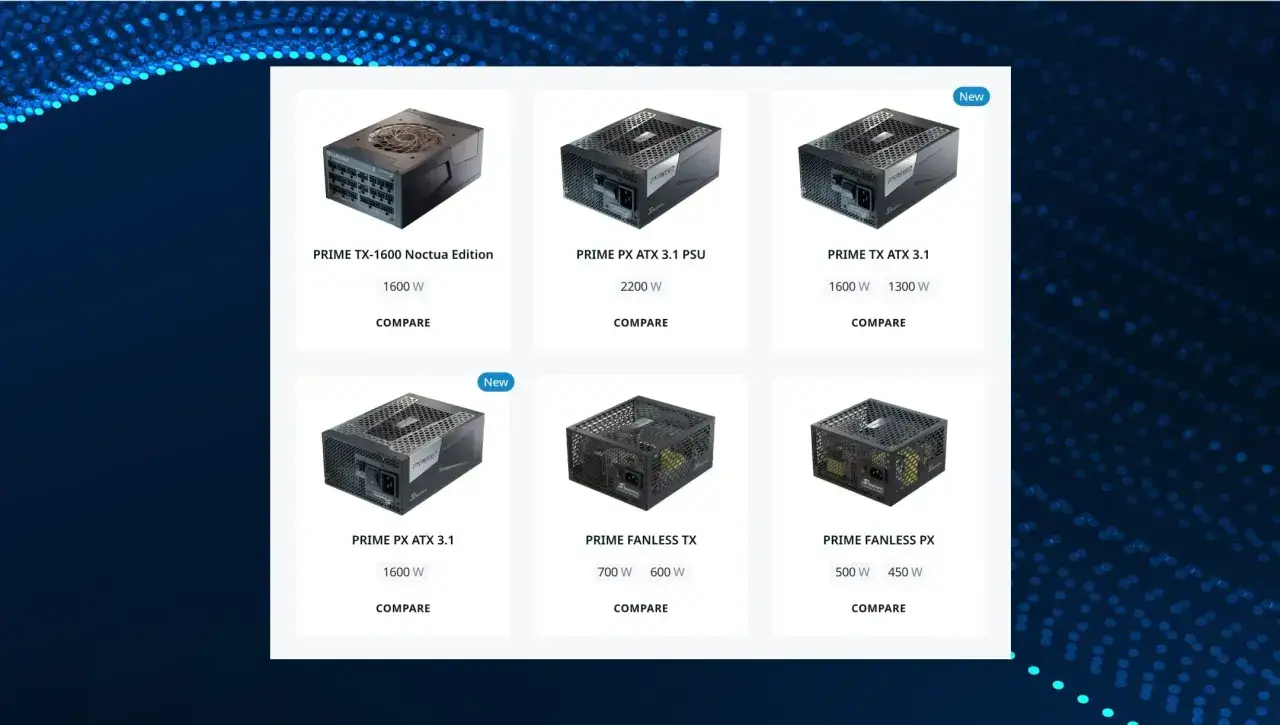 Netzteile f&uuml;r Gaming-PCs: PRIME TX-1600 Noctua Edition (1600W), PRIME PX ATX 3.1 (2200W) und weitere Modelle. Finde heraus, wie viel Watt Netzteil Gaming PC ben&ouml;tigt.