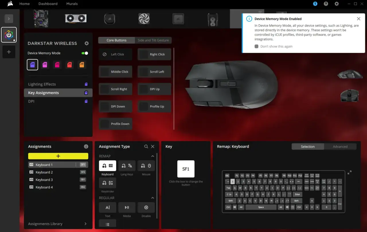 iCUE-Plugins f&uuml;r die Darkstar Wireless Maus: Tastenbelegung, DPI und mehr.