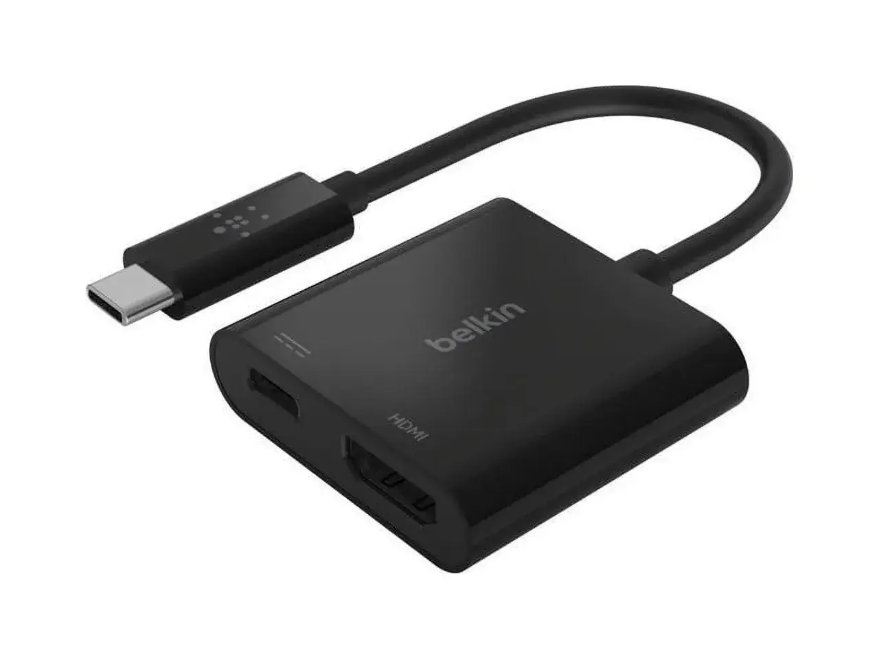 Schwarzer Belkin USB-C auf HDMI Adapter. Wenn der USB-C auf HDMI Adapter nicht funktioniert, ist dieser hier die Lösung.